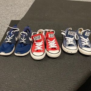 Three pair of used toddler boy sneaker